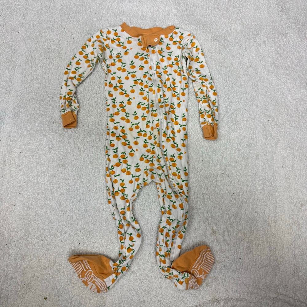 Burt's Bees Baby Organic Cotton Sleeper Footie Girl Boy Orange 18 Months